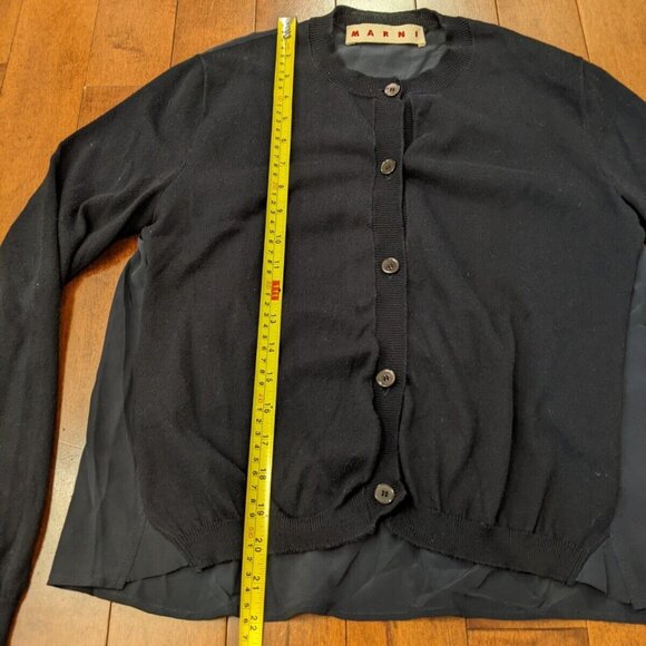 Marni women's size 40 navy blue cotton silk button up cardigan - Picture 7 of 8